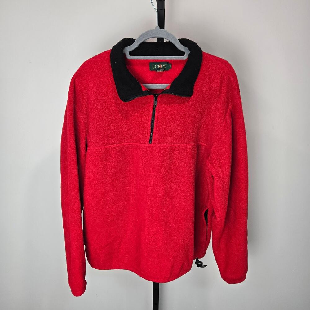 Vintage J Crew Oarsman Red Fleece Quarter Zip Pullover Sweater Collared